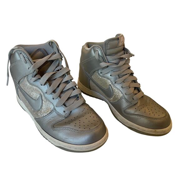 Nike Dunk High SB Metallic Silver White Sparkle Glitter 325203-001 Women's 7.5 - Picture 2 of 10